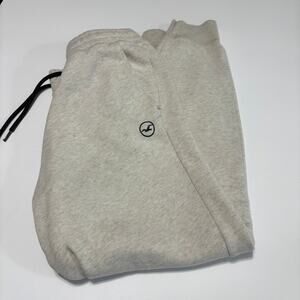 Hollister Jogger Sweatpants Mens Small Oatmeal Fleece Drawstring Lounge
